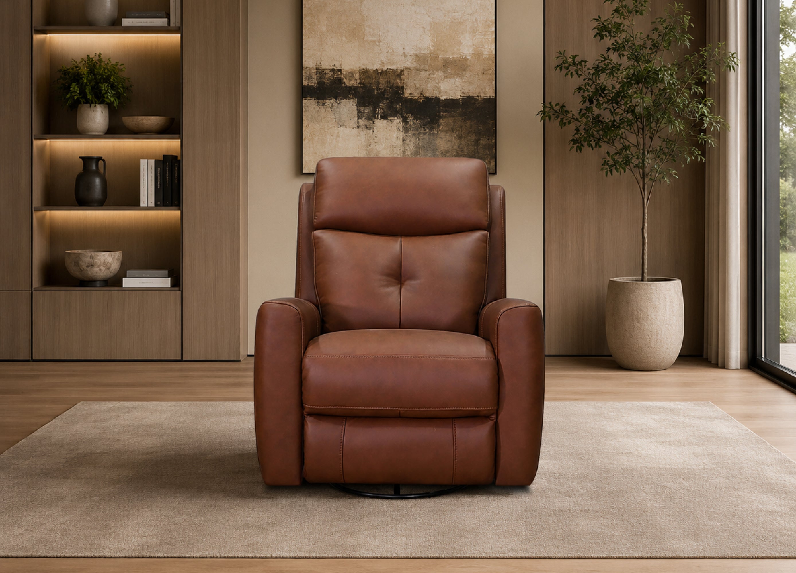 Sterling Power Headrest Swivel Glider Leather Recliner