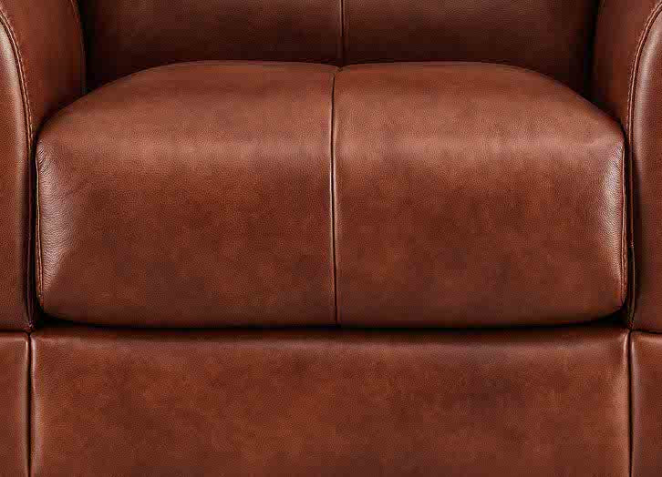 Close-up of a brown leather sofa
