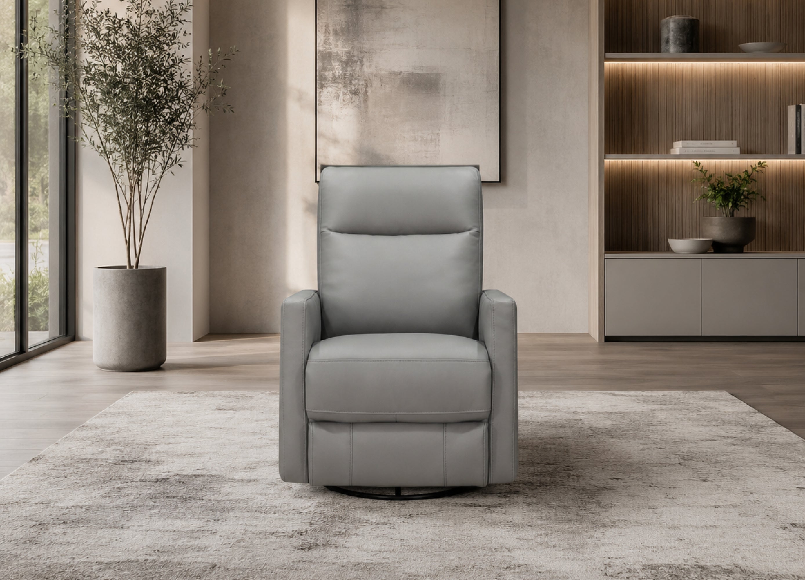 Ashby Power Headrest Swivel Glider Leather Recliner