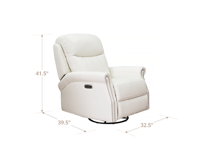 Royce Power Headrest Swivel Glider Leather Recliner