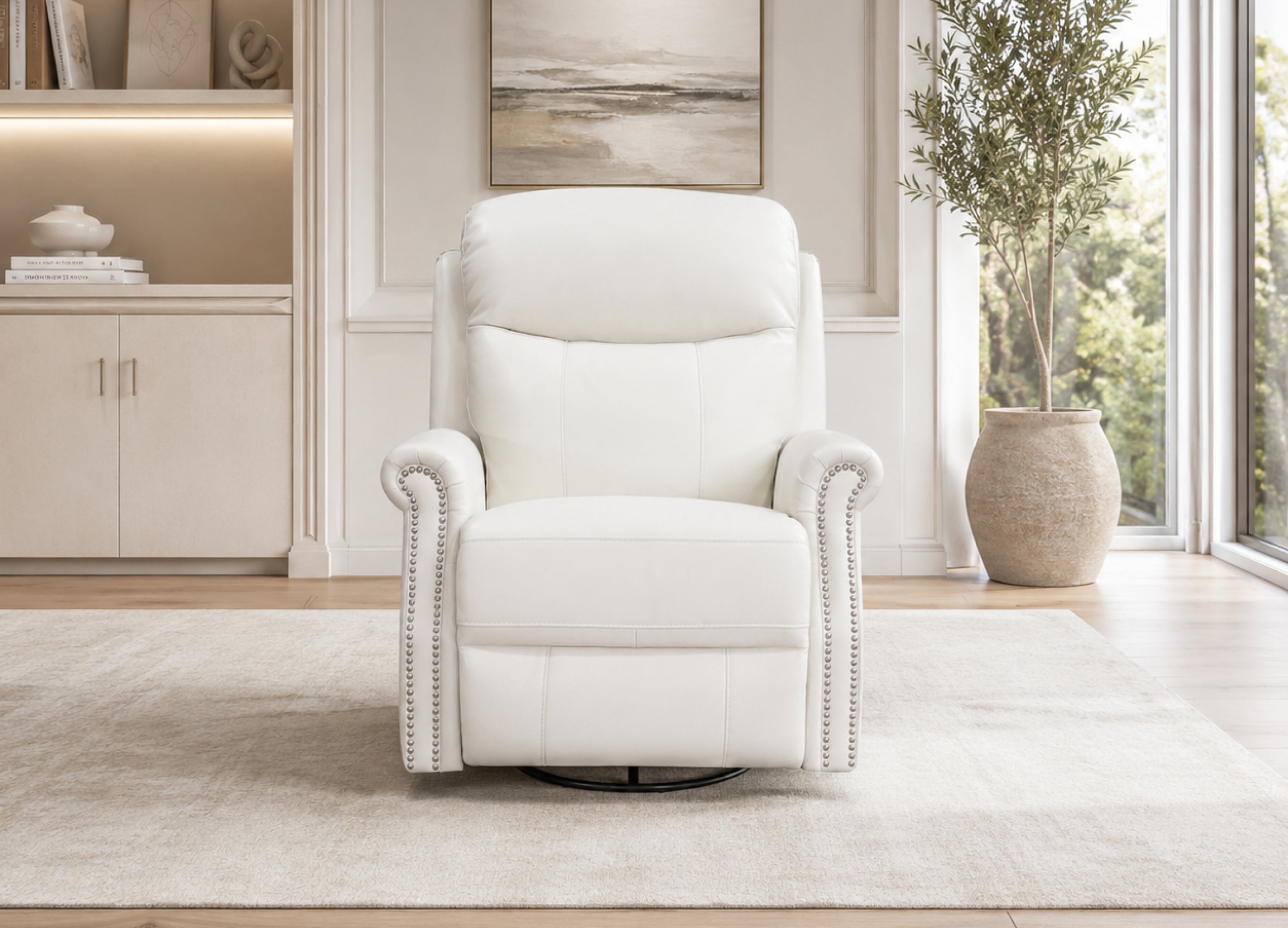 Royce Power Headrest Swivel Glider Leather Recliner