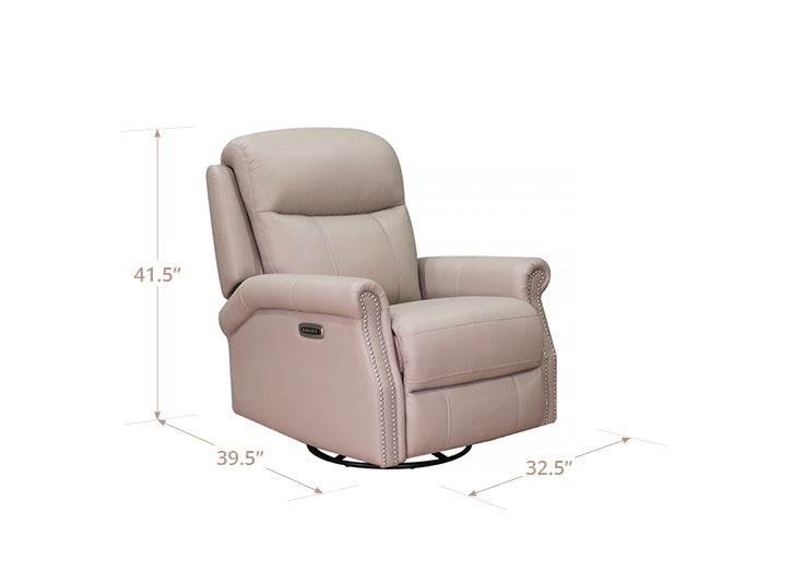 Royce Power Headrest Swivel Glider Leather Recliner