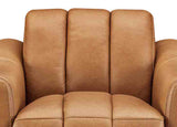 Brown leather sofa with a white background