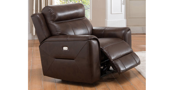 Florence Power Reclining Leather Sofa, Chestnut Brown