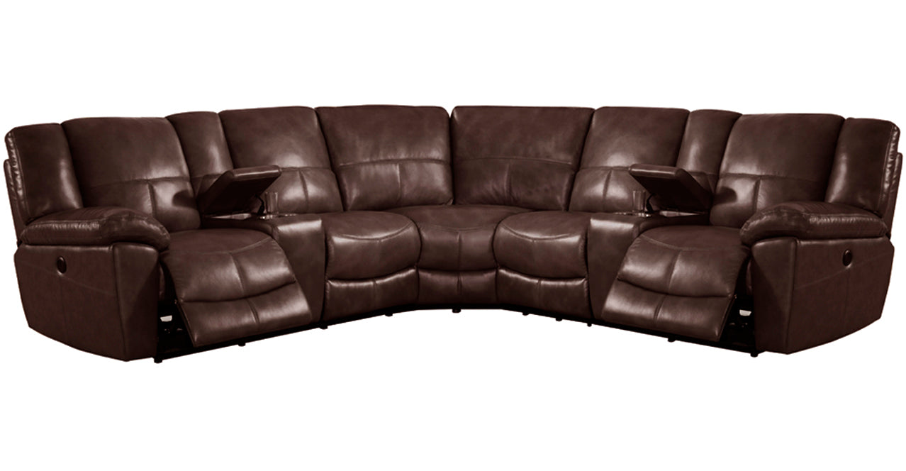 Montgomery Leather Power Sectional Collection, Chestnut Brown