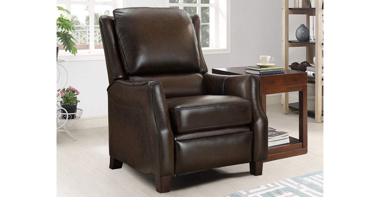 Kirk Leather Manual Recliner, Brown