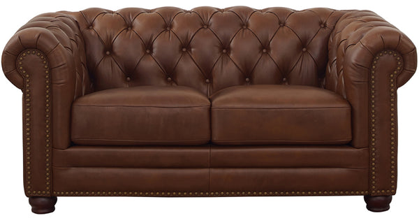 Aliso Leather Loveseat, Pecan Brown