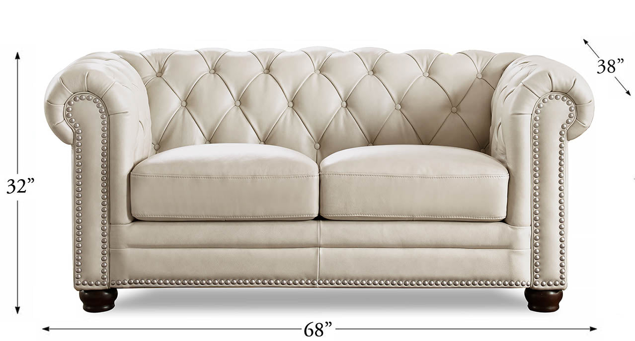Aliso Leather Sofa Collection, Vanilla White
