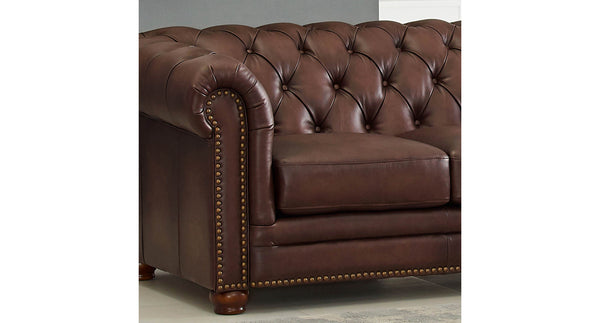 Aliso Leather Loveseat, Caramel Brown
