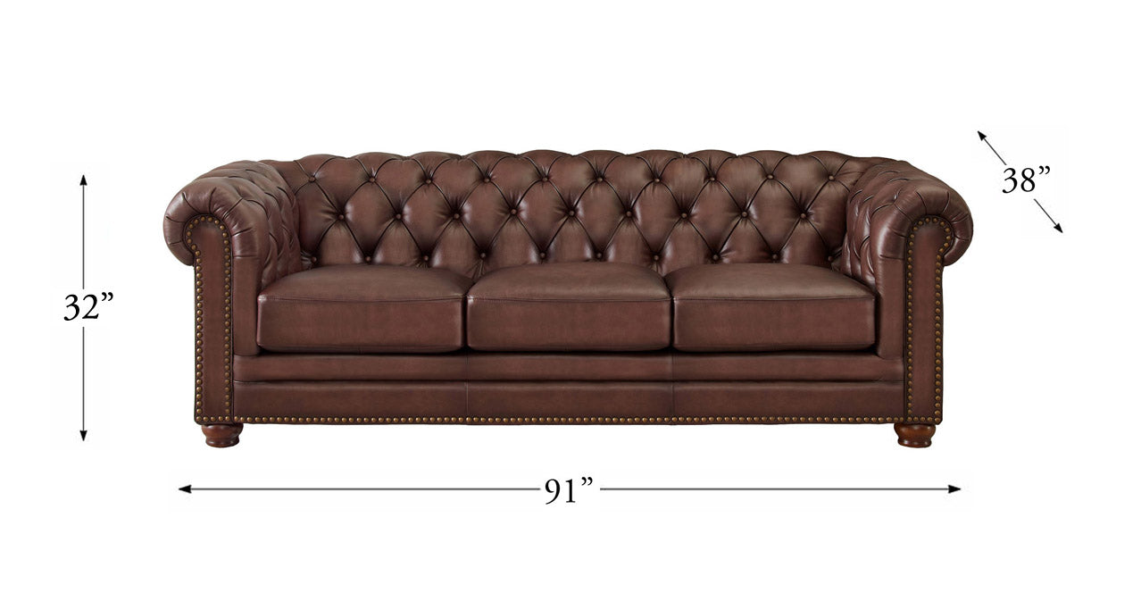 Aliso Leather Sofa Collection, Caramel Brown