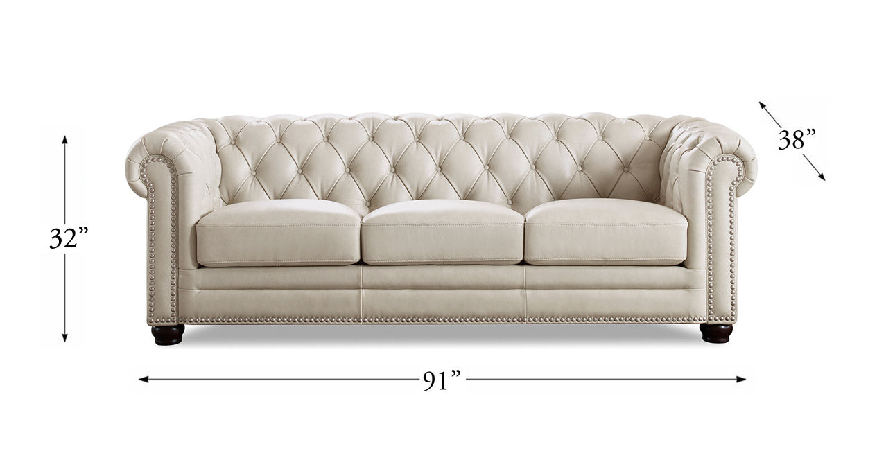 Aliso Leather Sofa Collection, Vanilla White