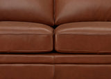 Close-up of a brown leather sofa