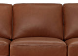 Close-up of a brown leather sofa