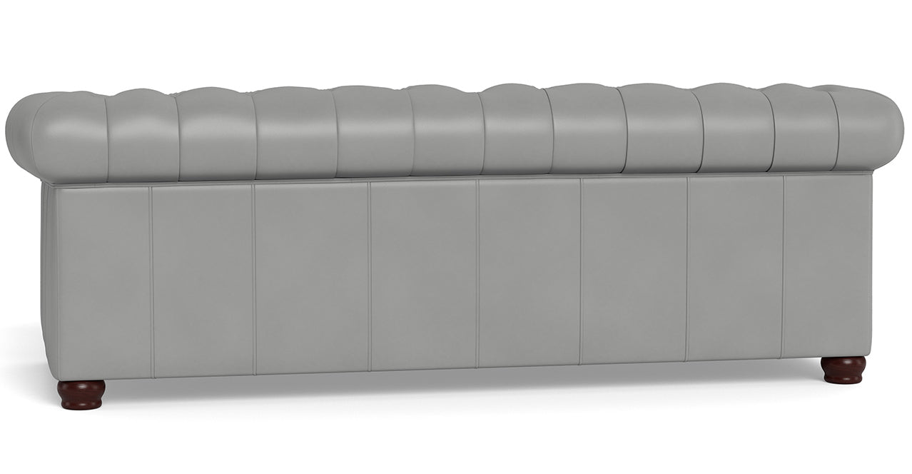 Aliso Leather Sofa, Silver Gray