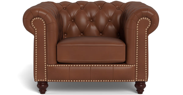 Alton Bay Leather Chair Set, Pecan Brown