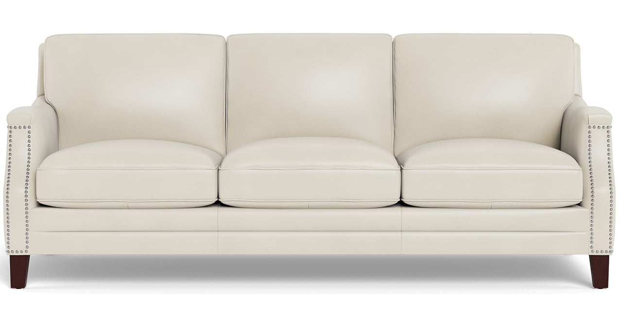 Camano Leather Sofa, Vanilla White