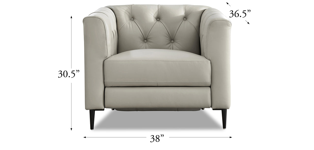 Ella Leather Power Sofa Collection, Ice White