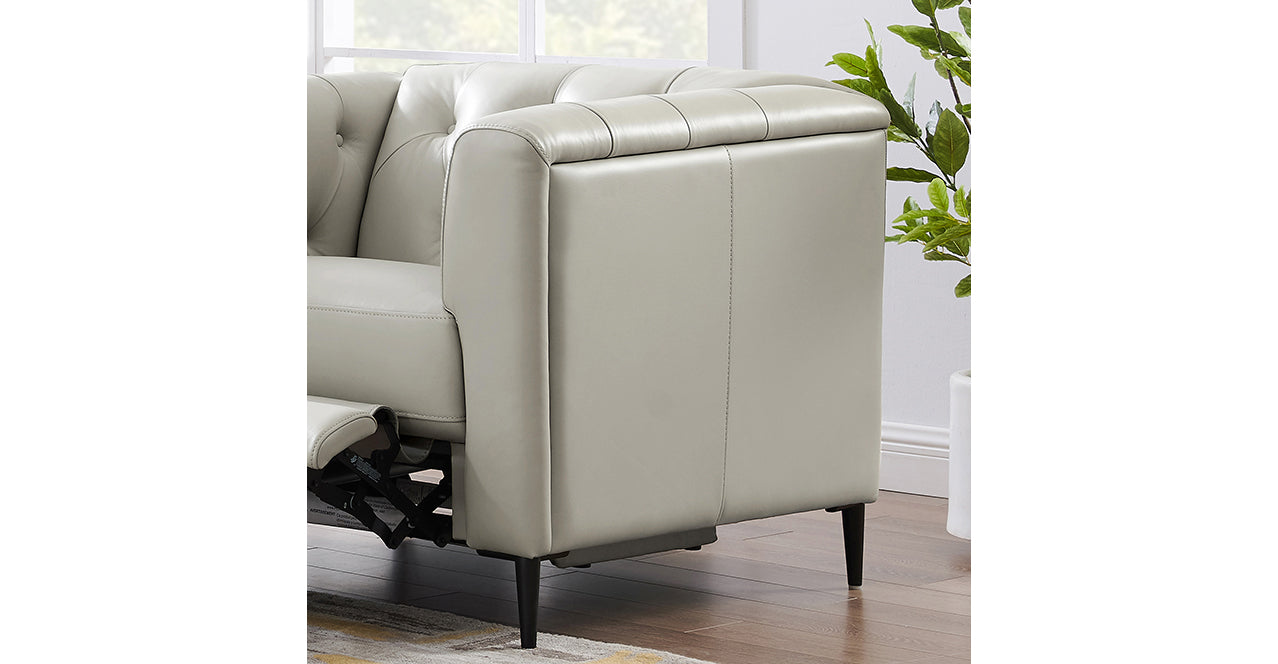 Ella Leather Power Sofa Collection, Ice White