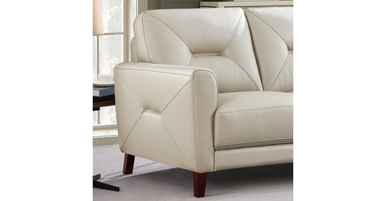 Mavis Leather Sofa Collection, Vanilla White