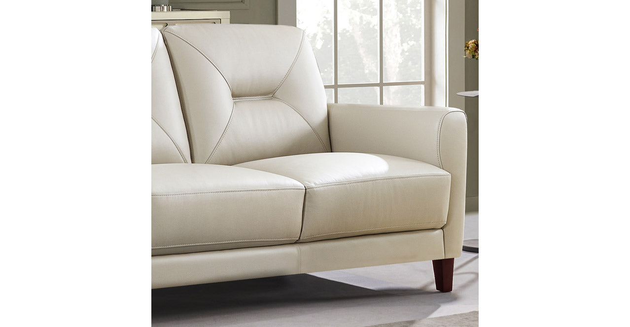 Mavis Leather Sofa Collection, Vanilla White
