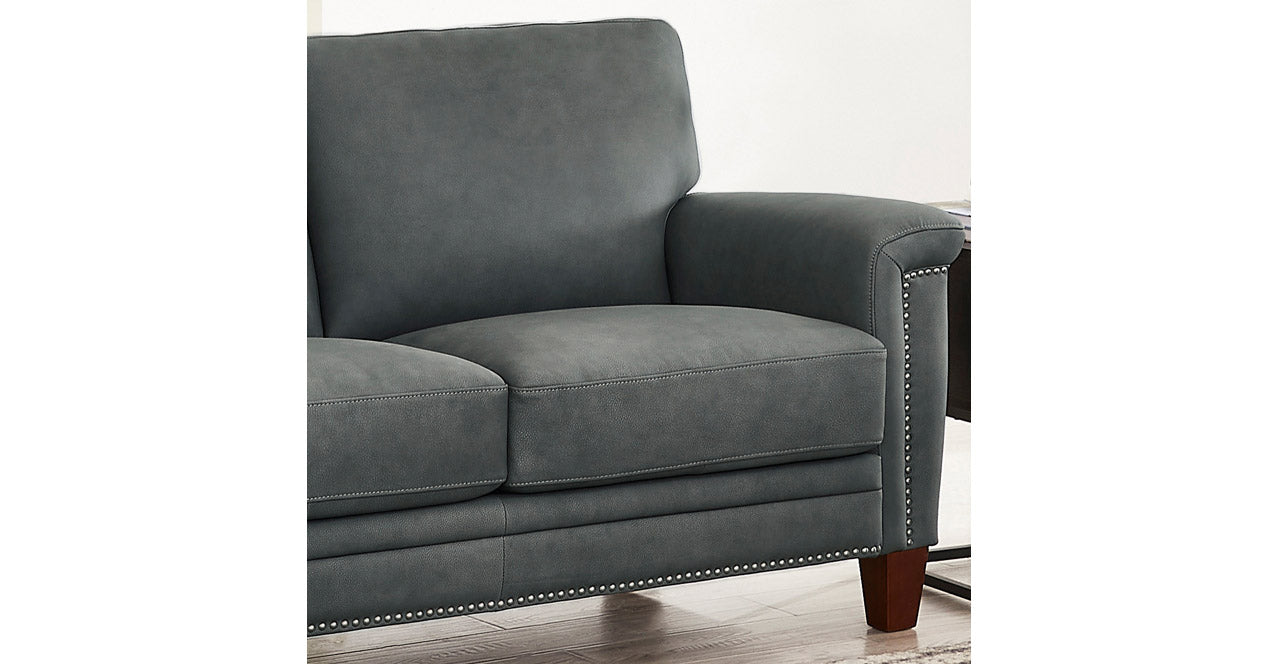Sherwood Leather Loveseat, Charcoal Gray