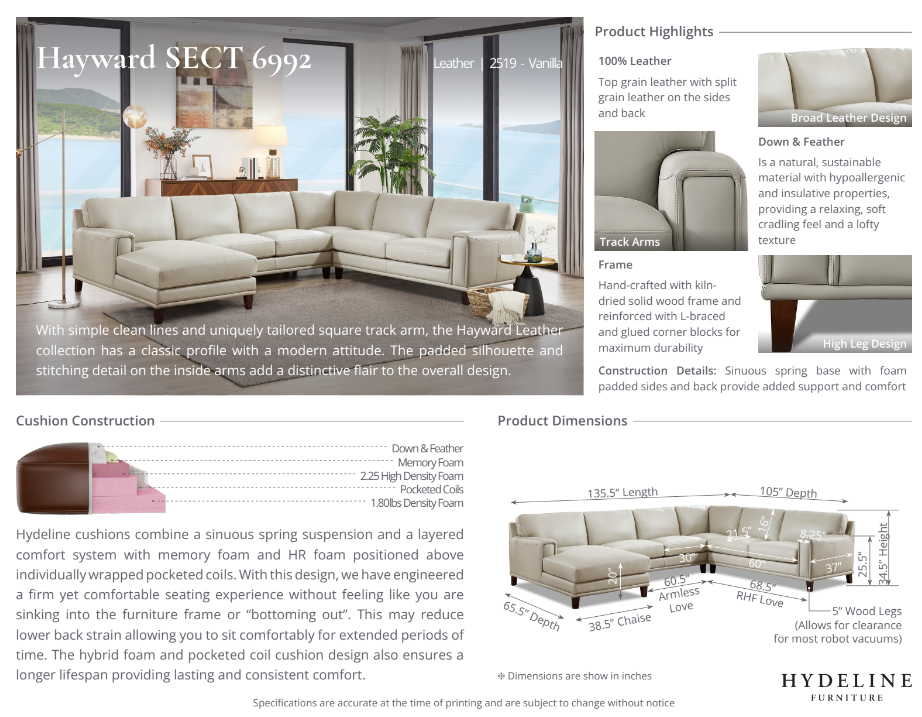 Hayward Leather Sectional Collection