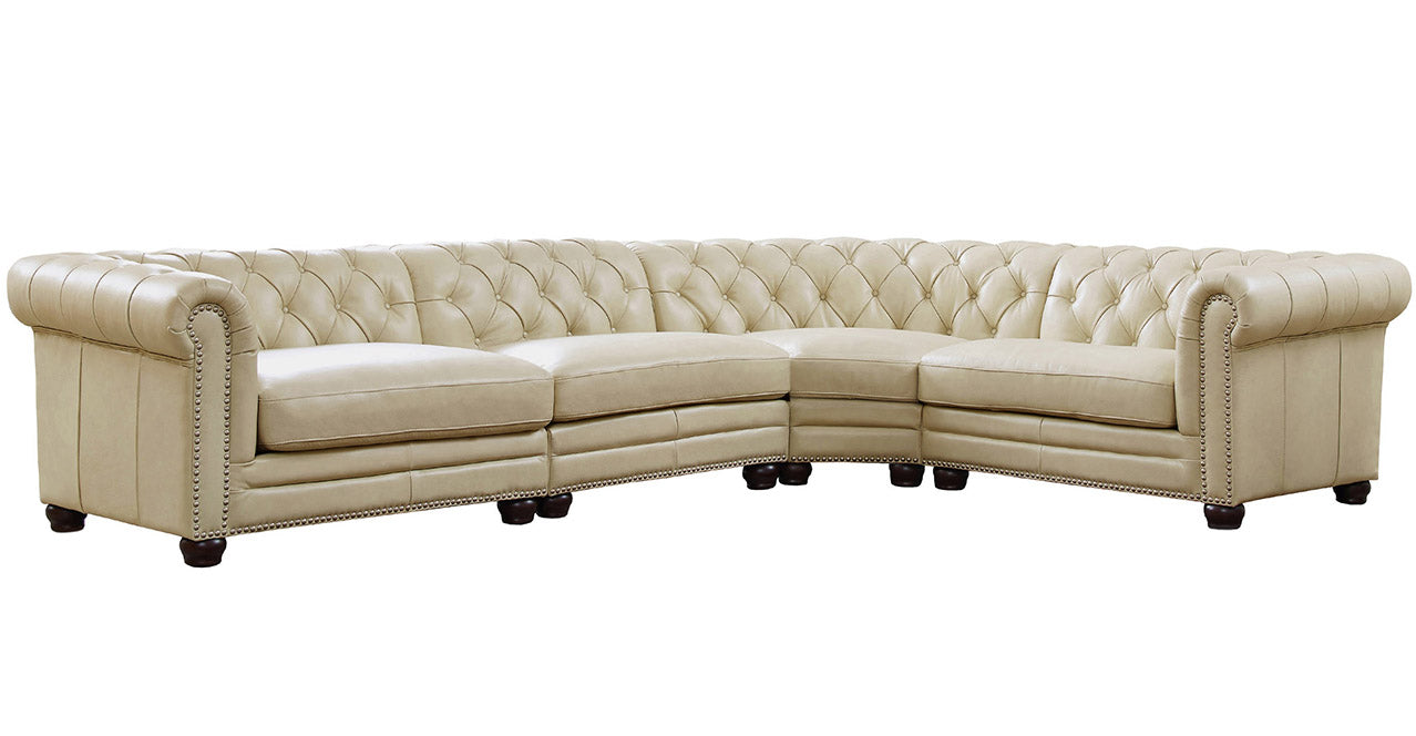 Aliso Leather Sectional Collection, Ivory
