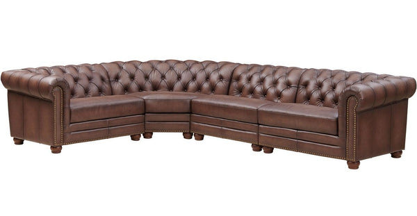 Aliso Leather Sectional Collection, Caramel Brown