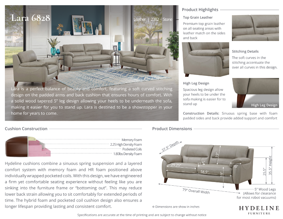 Lara Leather Chair, Stone Gray