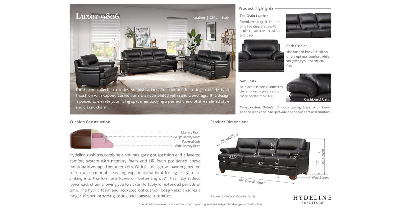 Luxor Leather Sofa | Hydeline USA – Hydeline Furniture