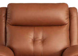 Close-up of a brown leather armchair