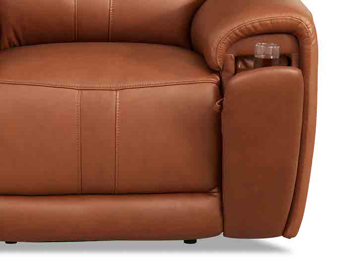 Brown leather recliner chair on a white background