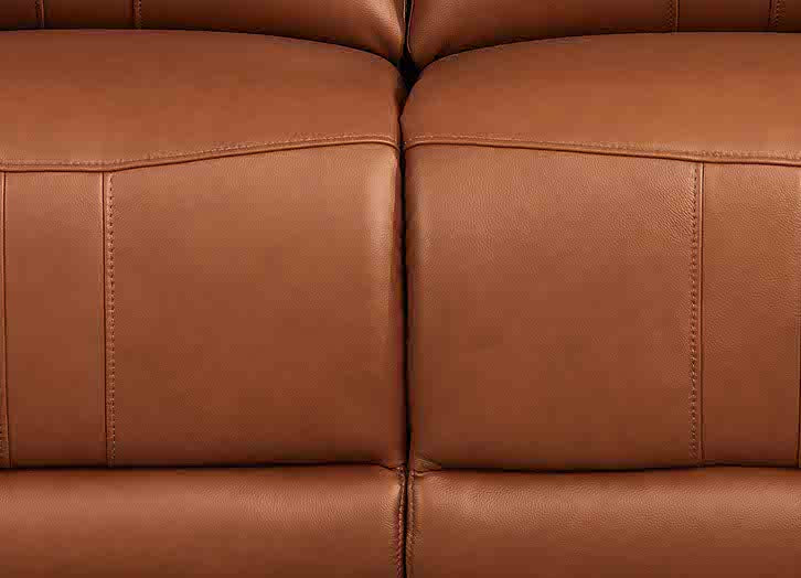 Close-up of a brown leather sofa