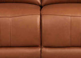 Close-up of a brown leather sofa