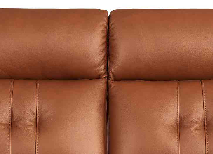 Close-up of a brown leather sofa