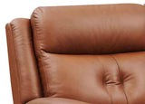 Close-up of a brown leather sofa