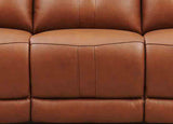 Close-up of a brown leather sofa