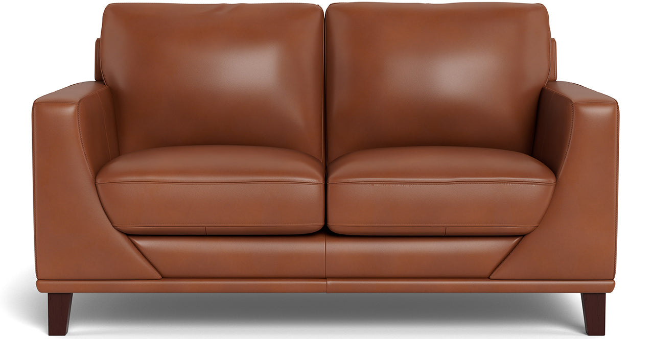 Soma Leather Loveseat, Nutmeg Brown