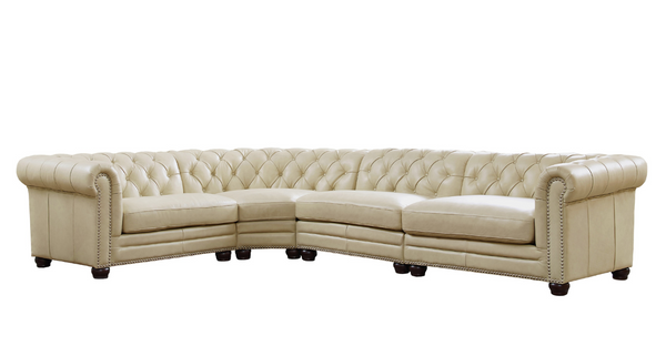 Aliso Leather Sectional Collection, Ivory White