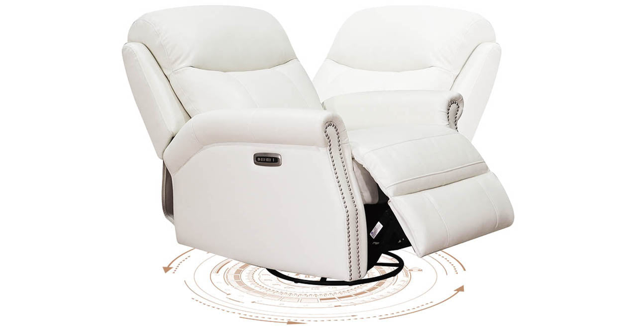 Royce Power Headrest Swivel Glider Leather Recliner