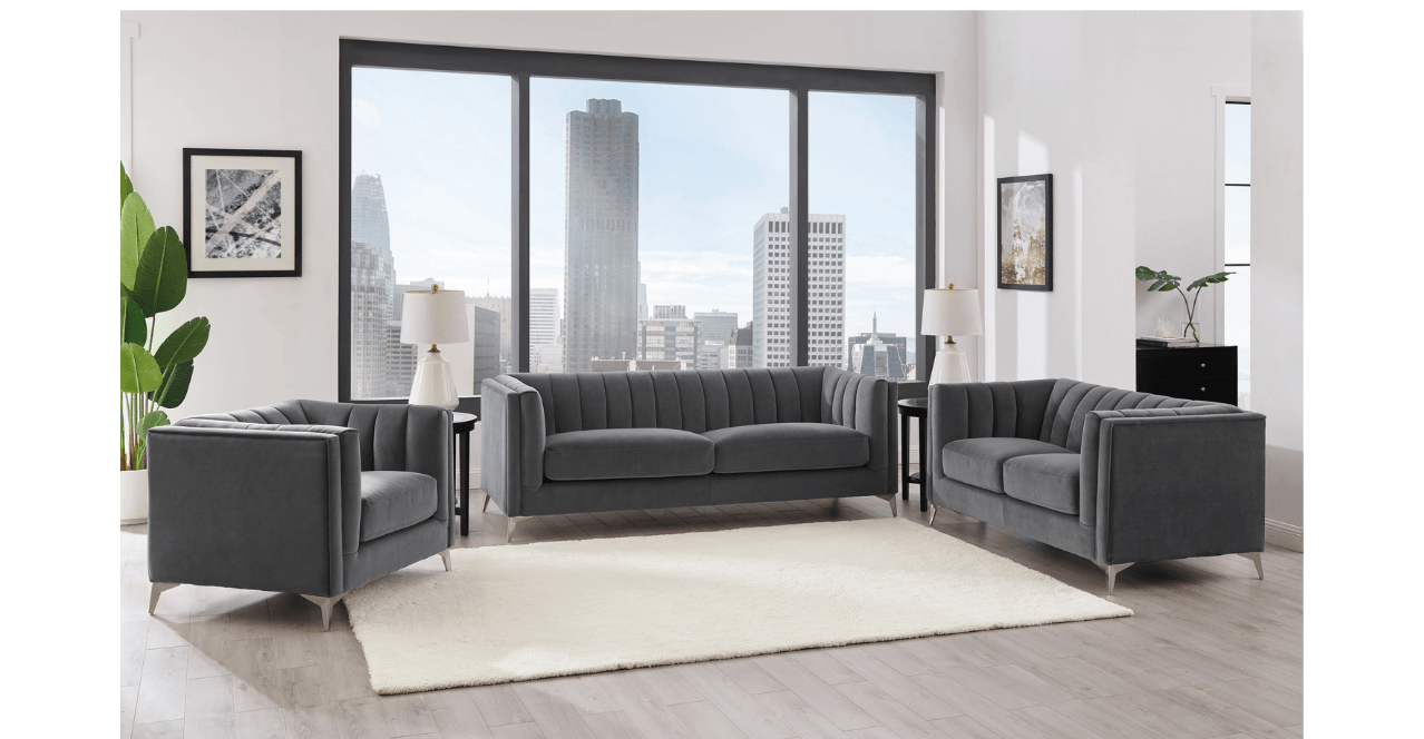 Grey Melissa Fabric Sofa Collection - Hydeline USA