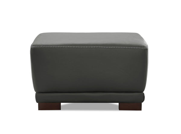 Mary Leather Ottoman, Steel - Hydeline USA