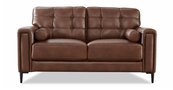 Colton Leather Loveseat, Pecan Brown