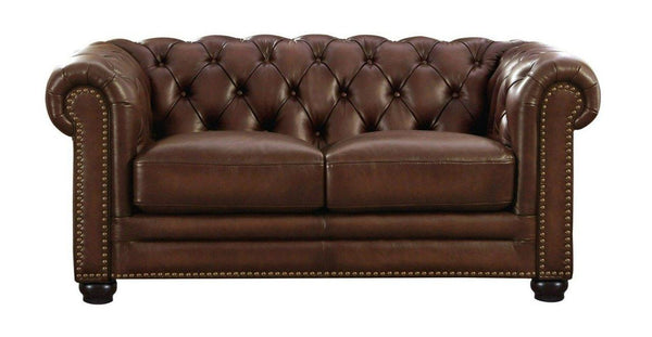 Aliso Leather Loveseat, Walnut Brown - Hydeline USA