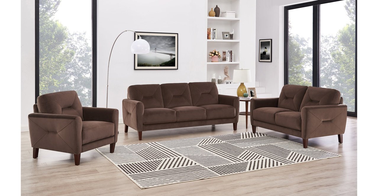 Mavis Fabric Loveseat, Mocha Brown