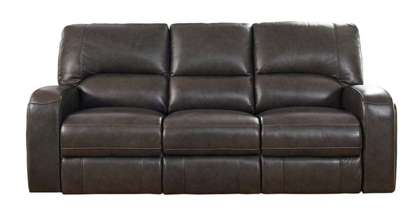 New Castle Power Leather Sofa, Slate Gray